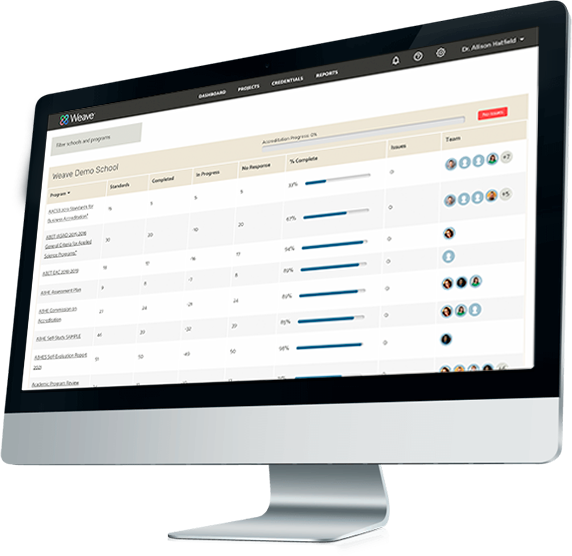 Assessment Software Accreditation Management Software Screen